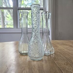 Set Of Three Vintage Glass Bud Vases